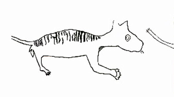 The unusual rock art claimed as Thylacoleo. Image from Ackerman and Willing.